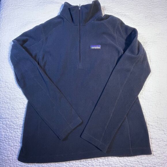 Patagonia Blue Long Sleeve Micro D 1/4 Zip Fleece Pullover Sweater Size Large - Picture 1 of 9